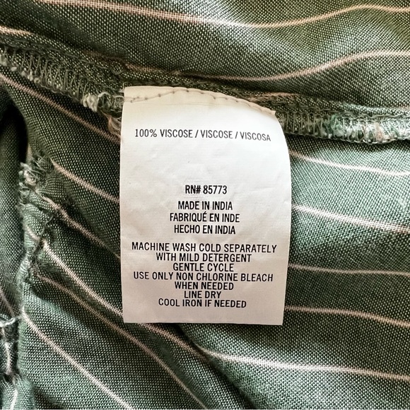 O’Neill Wes Stripe Moss Green V-neck Peplum Top Flowy Short Sleeve Women Size XL - Picture 10 of 11